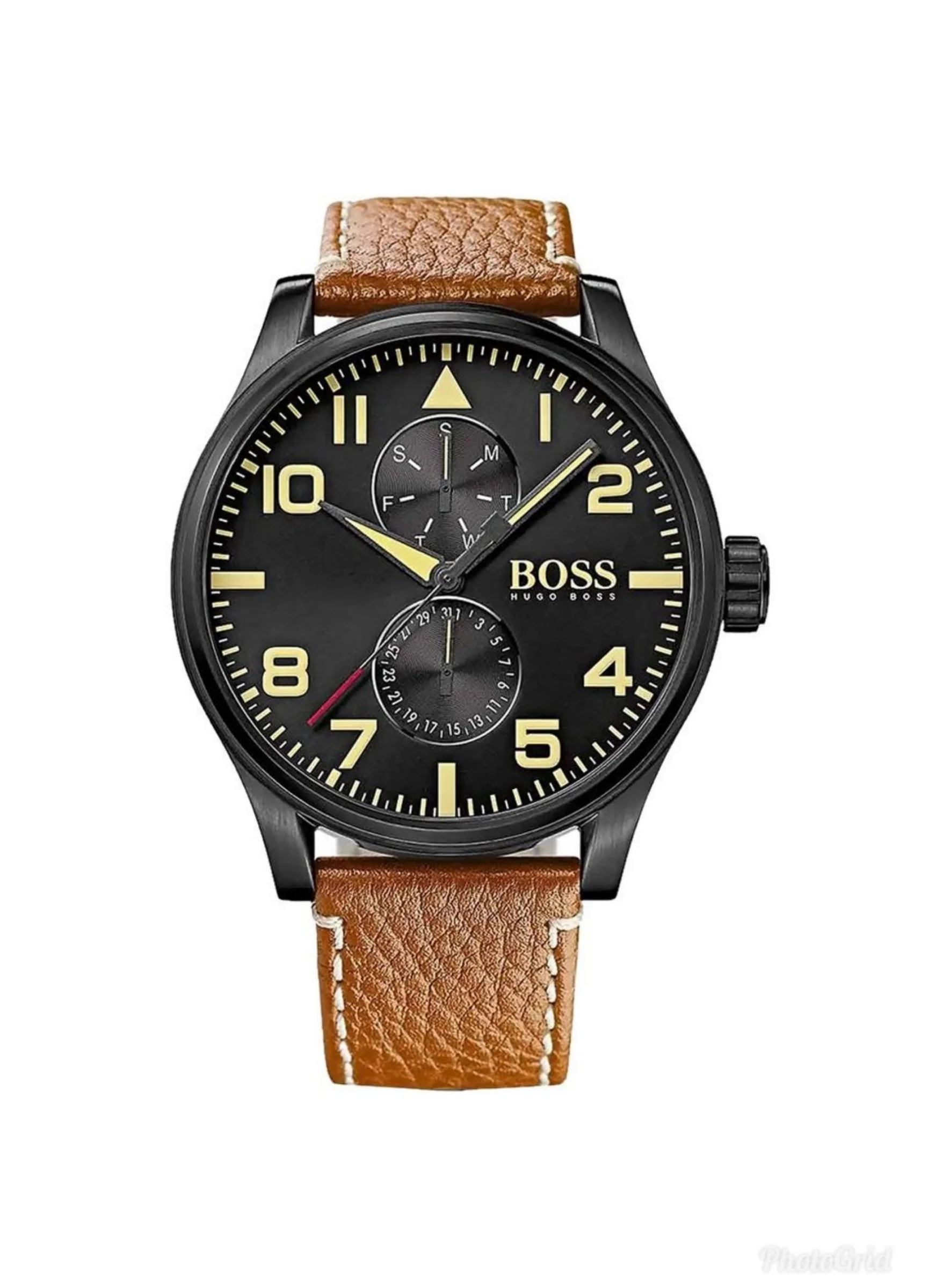 Φωτογραφία προϊόντος: Βoss Hugo Boss Aeroliner Multifunction Brown Leather Strap 1513082