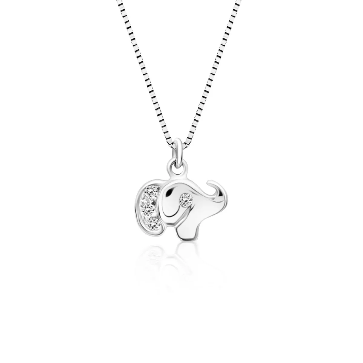 Φωτογραφία προϊόντος: Chrilia Collection Κολιέ ελέφαντας, Κ14 λευκόχρυσο με ζιργκόν, ko2101