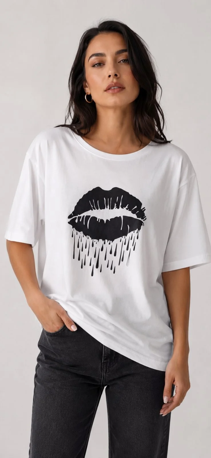 Φωτογραφία προϊόντος: ELUNA Black Lips T-Shirt Print Λευκό