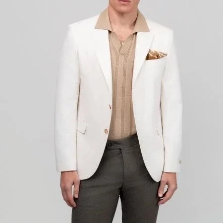 Φωτογραφία προϊόντος: Andrianopoulos Fashion Stores since 1930 Ανδρικό Εκρού Λινό Σακάκι με Σχεδιαστική Ύφανση – Andrianopoulos
