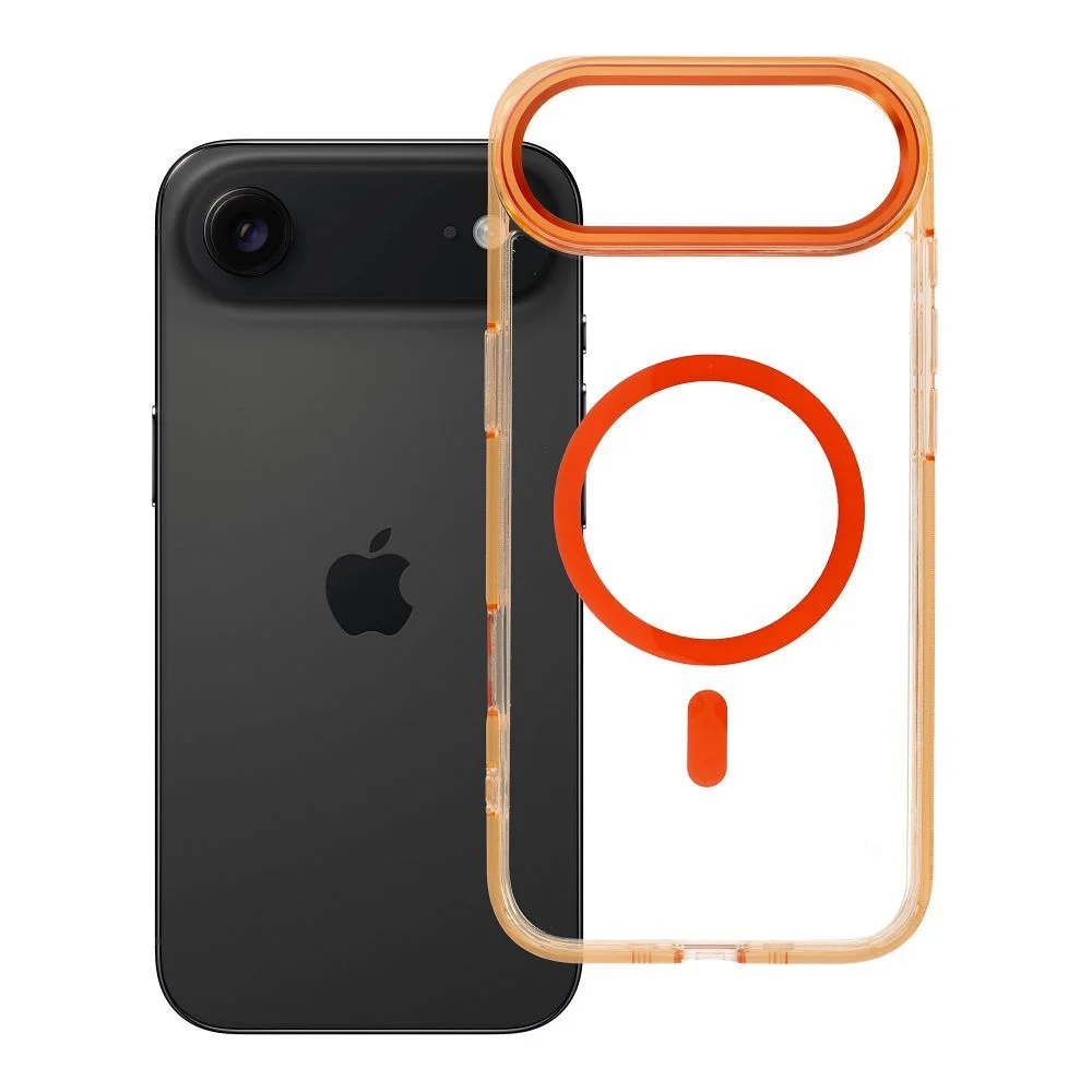 Φωτογραφία προϊόντος: . Case FRAME CLEAR HYBRID MAG COVER compatible with MagSafe for IPHONE 17 Air hermes orange