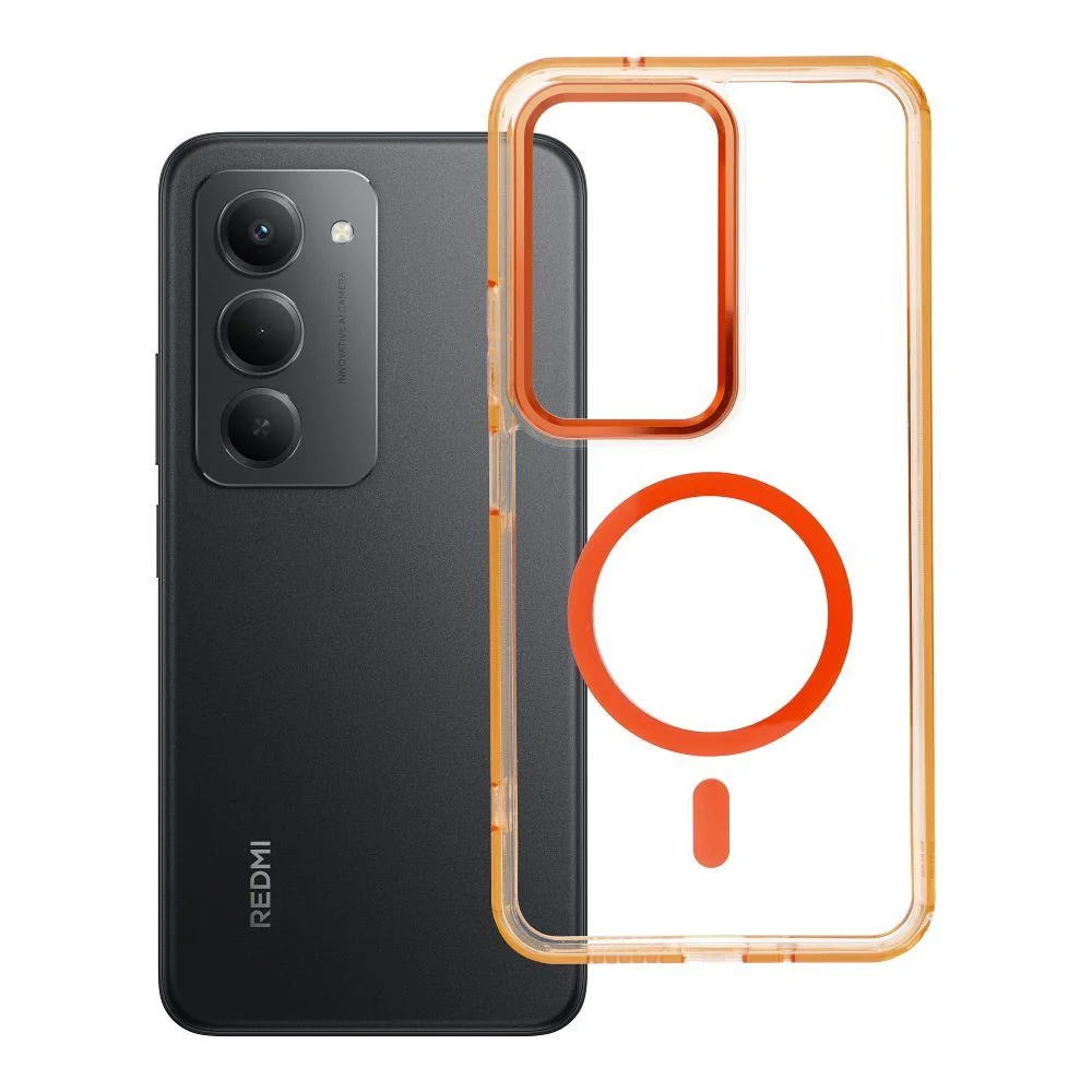 Φωτογραφία προϊόντος: . Case FRAME CLEAR HYBRID MAG COVER compatible with MagSafe for XIAOMI Redmi 15 hermes orange