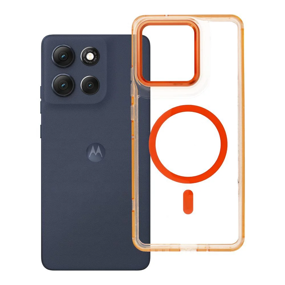 Φωτογραφία προϊόντος: . Case FRAME CLEAR HYBRID MAG COVER compatible with MagSafe for MOTOROLA G86 hermes orange