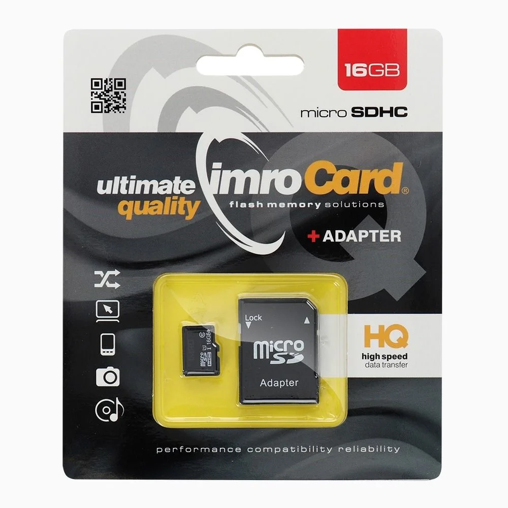Φωτογραφία προϊόντος: . IMRO memory card microSD 16GB 100MB/s class 10 UHS I with adapter SD