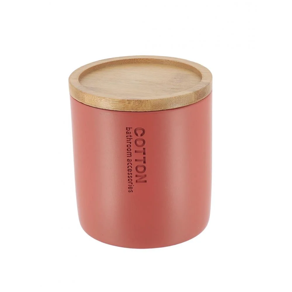 Φωτογραφία προϊόντος: Plastona Δοχείο polyresin terracota με καπάκι bamboo 13x20cm