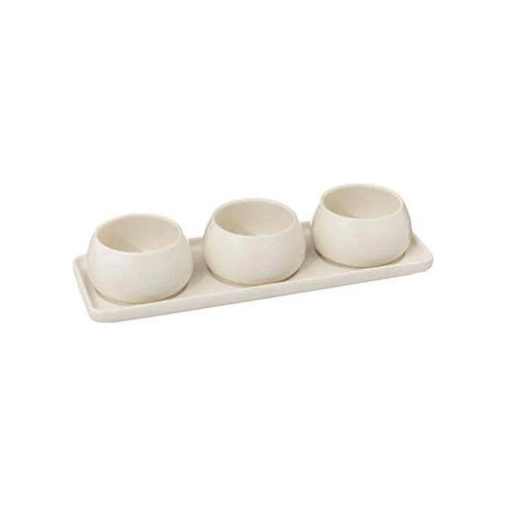 Φωτογραφία προϊόντος: Plastona Μπωλ σερβ."NORA"STONEWARE λευκό σετ3 σε βάση Φ9,5 Η5cm