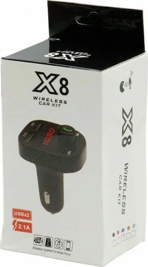 Φωτογραφία προϊόντος: FM Transmitter Αυτοκινήτου X8 Wireless Car Kit με MicroSD / USB 2.1A