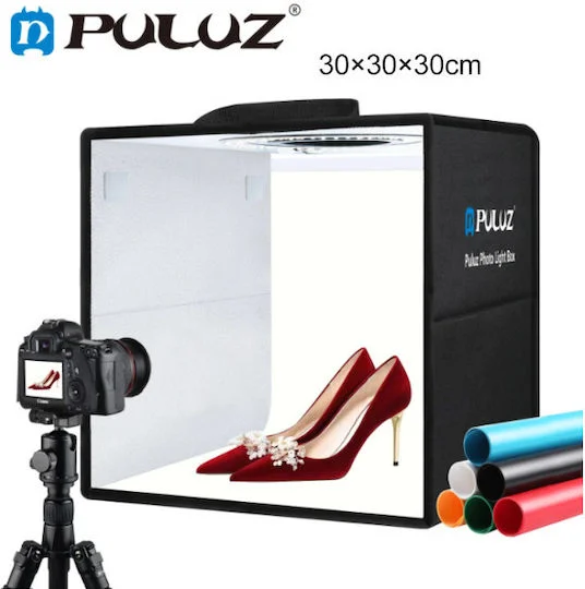 Φωτογραφία προϊόντος: Puluz Photo Box 03017LPZ00BK Φωτιζόμενο με Πολλαπλά Backround 30x30x30cm