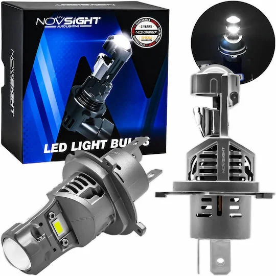 Φωτογραφία προϊόντος: H4 LED με Προτζέκτορα 12V 6500K IP68 A500 T19 NOVSIGHT 2 Τεμάχια 2 Έτη Εγγύηση
