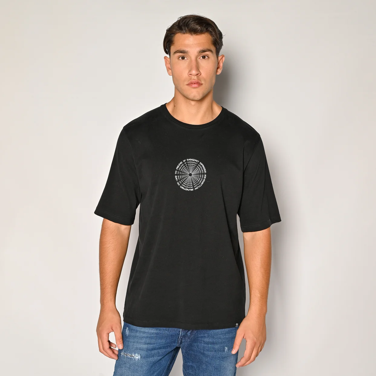Φωτογραφία προϊόντος: Ανδρικό Τ-shirt Με Στάμπα Μαύρο Brokers Loose Fit