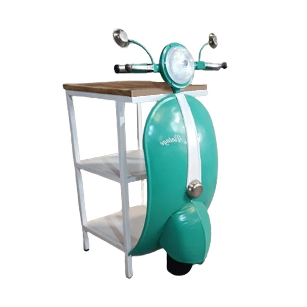 Φωτογραφία προϊόντος: MINI VESPA SIDE TABLE ΜΕ ΡΑΦΙΑ PETROL ΛΕΥΚΟ ΦΥΣΙΚΟ 61x45x88cm