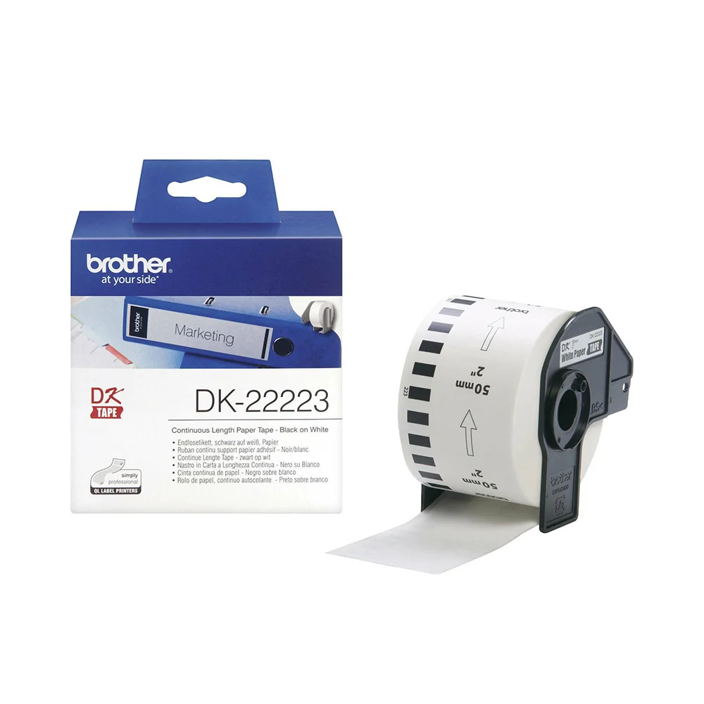 Φωτογραφία προϊόντος: Brother Labels Brother DK-22223 Continuous Paper Label Roll – Black on White, 50mm wide (DK22223) (BRODK22223)