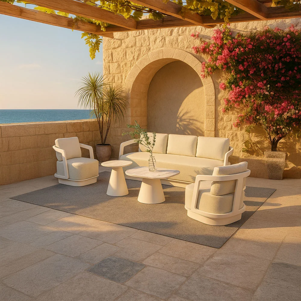 Φωτογραφία προϊόντος: TORRE ΣΑΛΟΝΙ SET 1+2+2 OFF WHITE 198x81x66cm