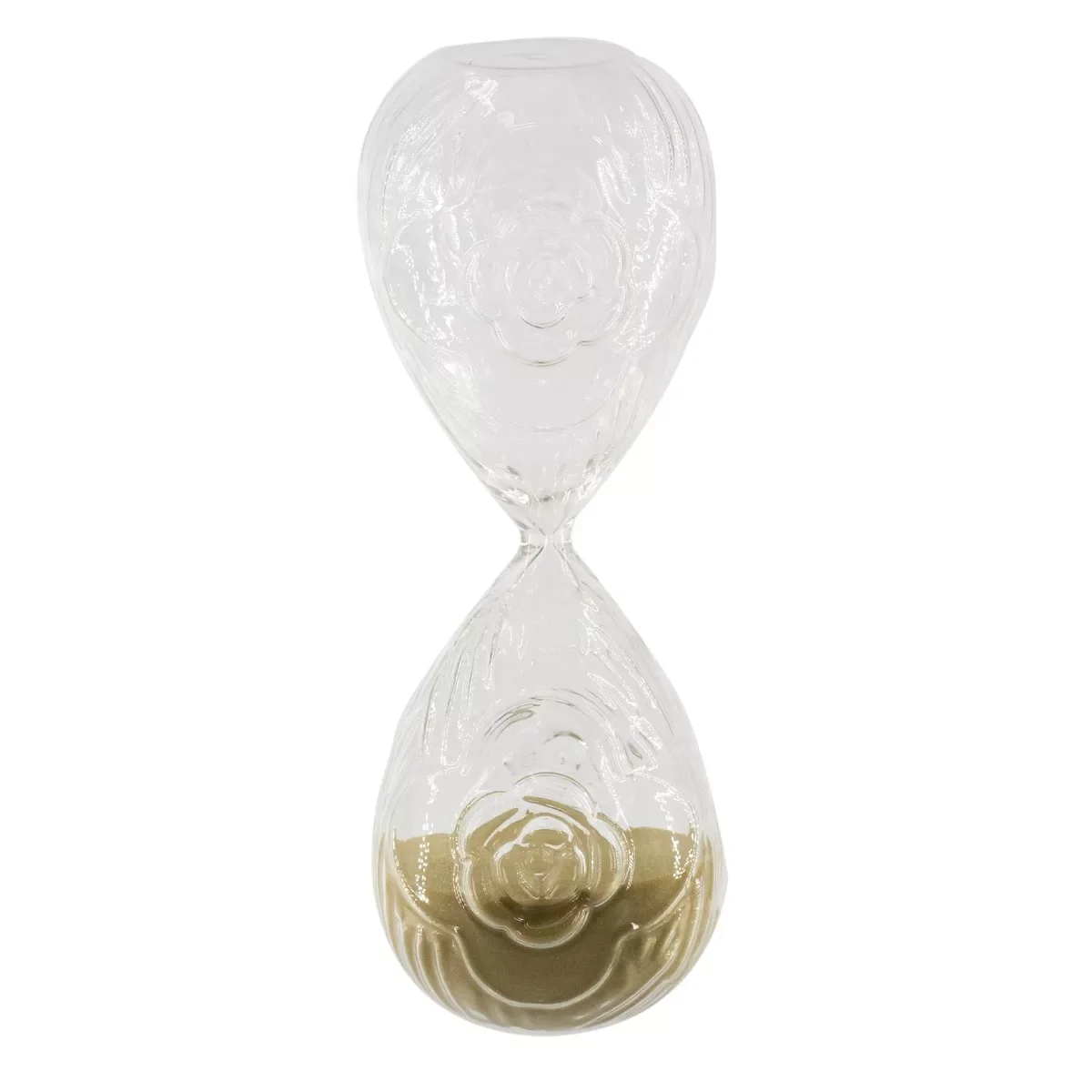 Φωτογραφία προϊόντος: Artekko Hourglass Γυάλινη Κλεψύδρα με Ανάγλυφο Τριαντάφυλλο και Μπεζ Άμμο 9.8x9.8x25.4cm
