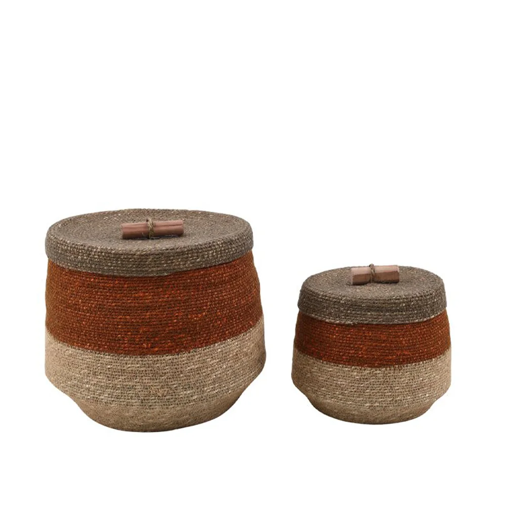 Φωτογραφία προϊόντος: RAFF ΚΑΛΑΘΙ SET 2ΤΜΧ 30x30x26cm SEAGRASS ΦΥΣΙΚΟ TERRA ΚΑΦΕ