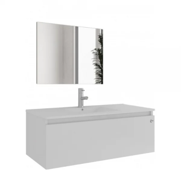 Φωτογραφία προϊόντος: Drop Liberty 100 Slim White Gloss – Πάγκος με Νιπτήρα 100x45x35 & Καθρέπτη 5FLIM100WH