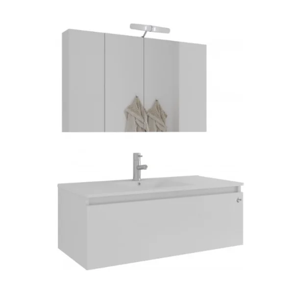 Φωτογραφία προϊόντος: Drop Liberty 100 White Gloss – Πάγκος με Νιπτήρα 100x45x35 & Κρυφοντουλαπο 5FLI100WH
