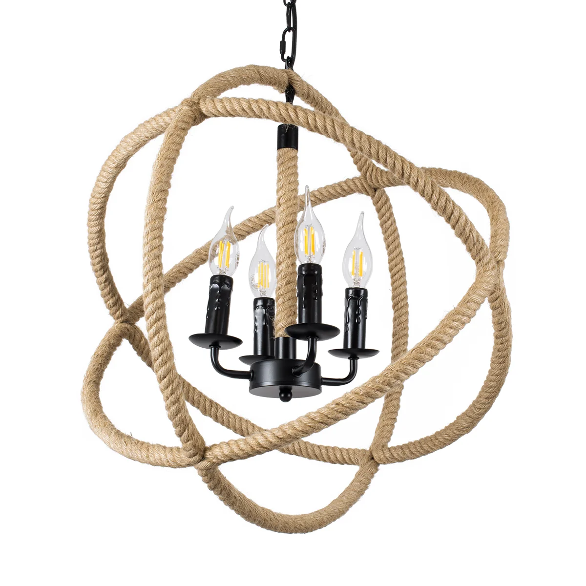 Φωτογραφία προϊόντος: GLOBOSTAR® VITRUVIAN 01141 Boho Κρεμαστό Φωτιστικό Οροφής με Ντουί 4 x E14 AC 220-240V IP20 - Μαύρο & Μπεζ - Μ53 x Π53 x Υ53cm