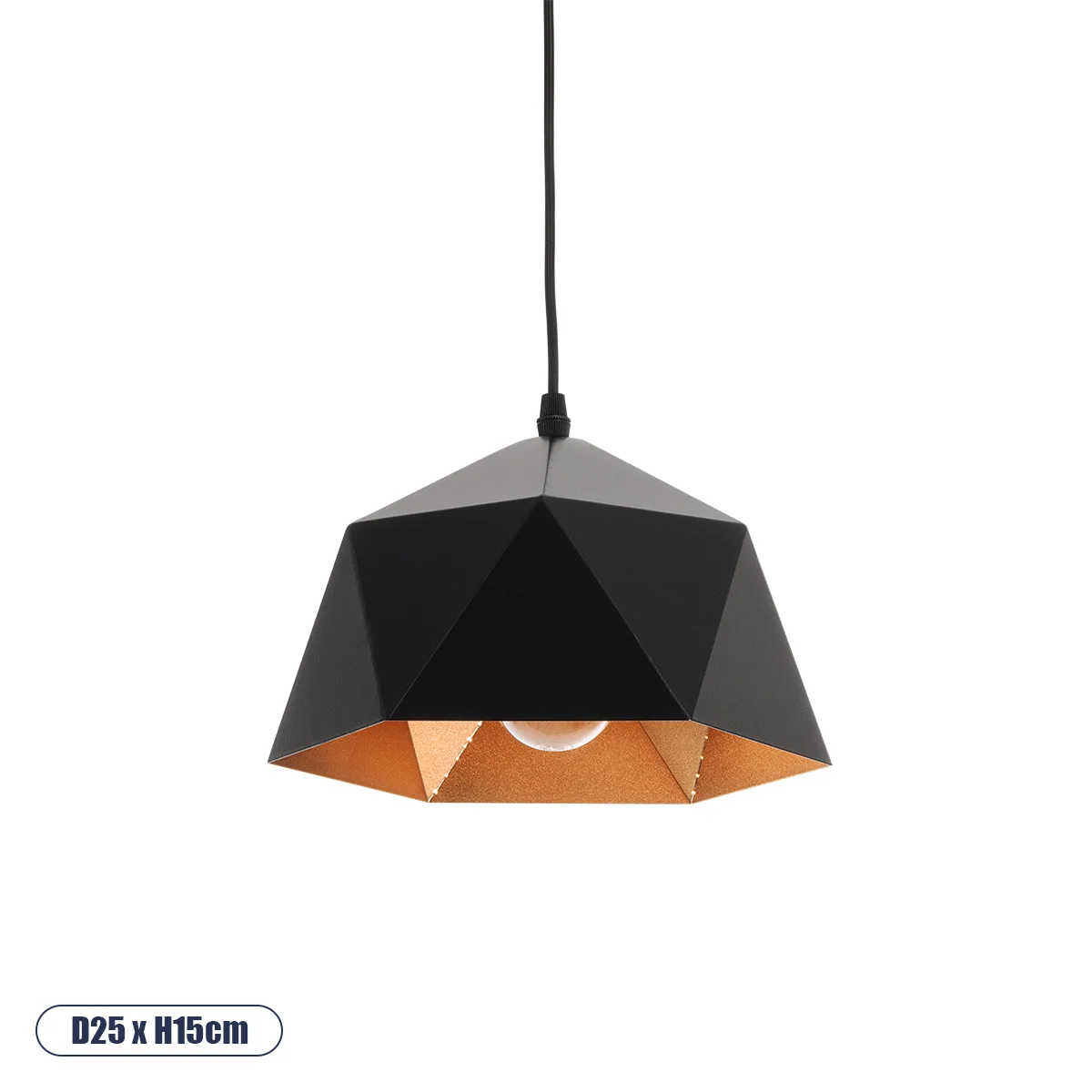 Φωτογραφία προϊόντος: GLOBOSTAR® HEXAGON 01194 Μοντέρνο Κρεμαστό Φωτιστικό Οροφής με Ντουί 1 x E27 AC 220-240V IP20 - Μαύρο & Χρυσό - Μ25 x Π25 x Υ15cm