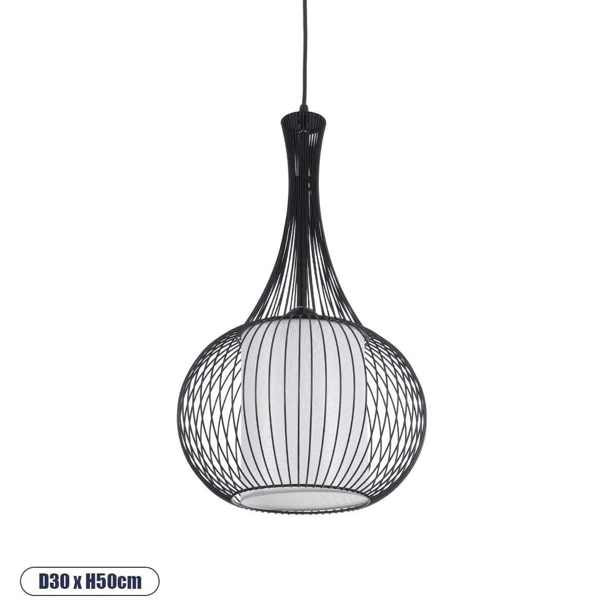 Φωτογραφία προϊόντος: GLOBOSTAR® LILY 01198 Μοντέρνο Κρεμαστό Φωτιστικό Οροφής με Ντουί 1 x E27 AC 220-240V IP20 - Μαύρο & Λευκό - Μ30 x Π30 x Υ50cm