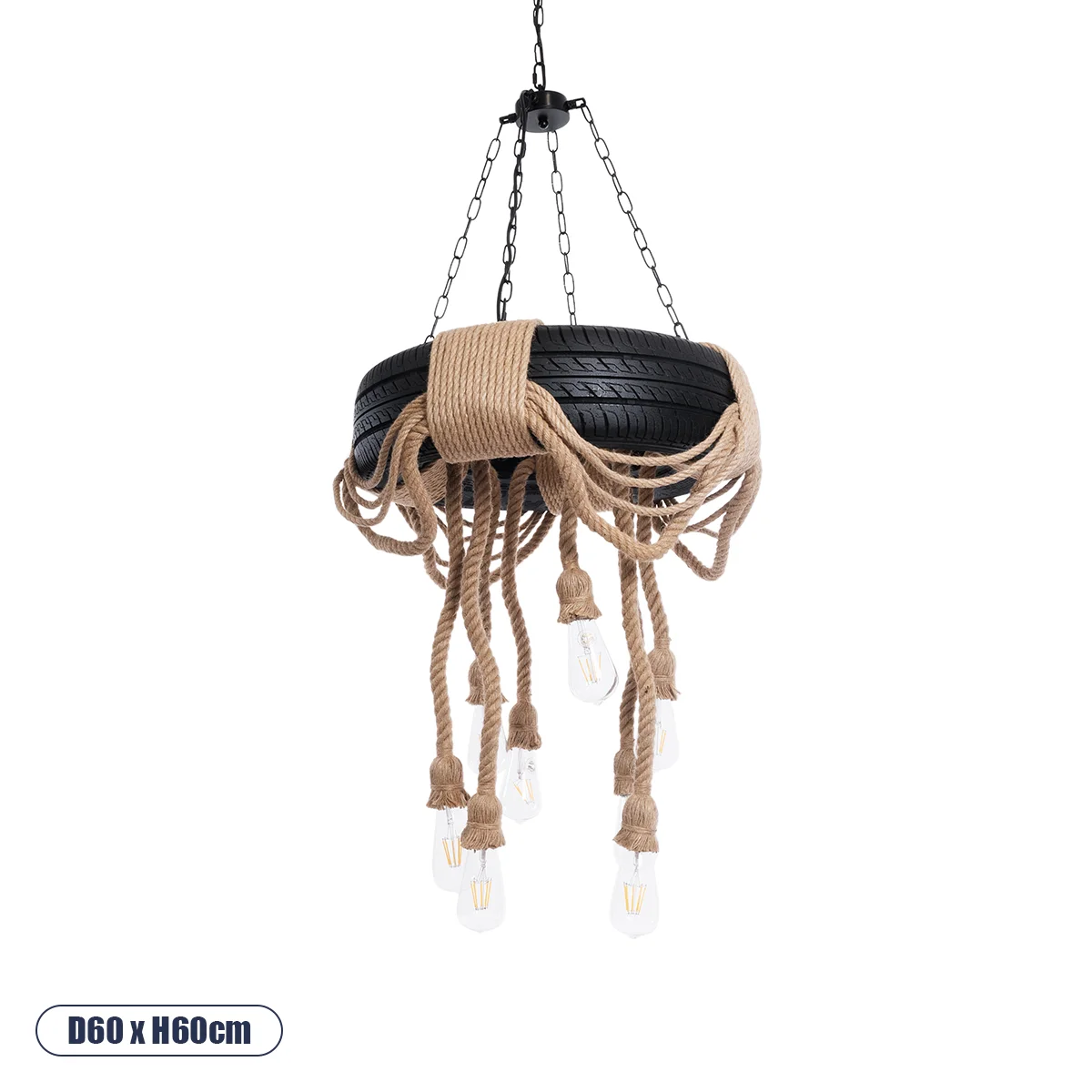 Φωτογραφία προϊόντος: GLOBOSTAR® RUNNER 01116 Vintage Κρεμαστό Φωτιστικό Οροφής με Ντουί 8 x E27 AC 220-240V IP20 - Μαύρο & Μπεζ - Μ60 x Π60 x Υ60cm