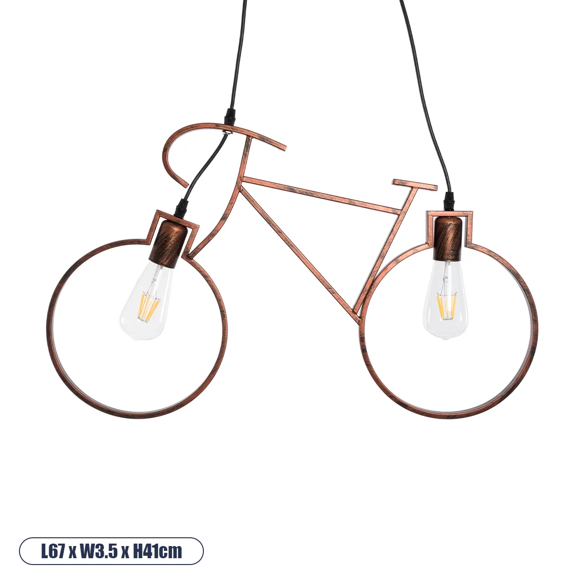 Φωτογραφία προϊόντος: GLOBOSTAR® BIKE 00868 Vintage Κρεμαστό Φωτιστικό Οροφής με Ντουί 2 x E27 AC 220-240V IP20 - Χάλκινο - Μ67 x Π3.5 x Υ41cm
