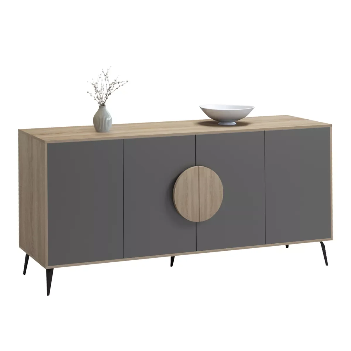 Φωτογραφία προϊόντος: B2BMarkt ΜΠΟΥΦΕΣ SAVORE HM18368.13 ΜΕΛΑΜΙΝΗ SONAMA/ΓΚΡΙ-ΜΑΥΡΑ ΜΕΤΑΛ.ΠΟΔΙΑ 180x35.5x82Υεκ.