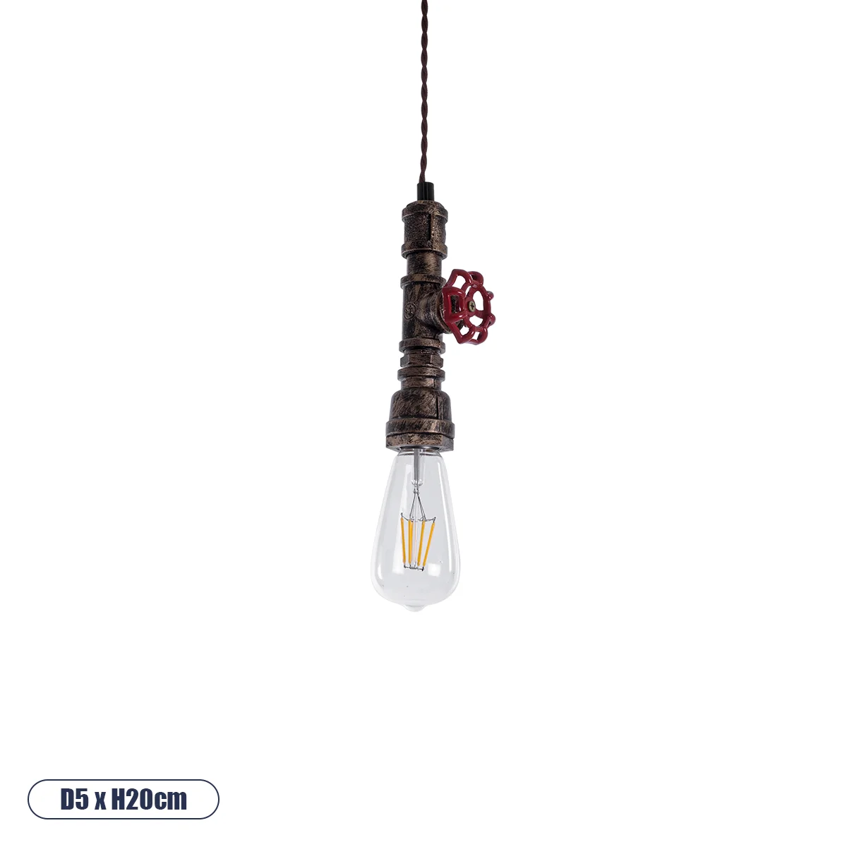 Φωτογραφία προϊόντος: GLOBOSTAR® SPIGOT 01413 Vintage Κρεμαστό Φωτιστικό Οροφής με Ντουί 1 x E27 AC 220-240V IP20 - Χάλκινο & Κόκκινο - Μ5 x Π5 x Y20cm