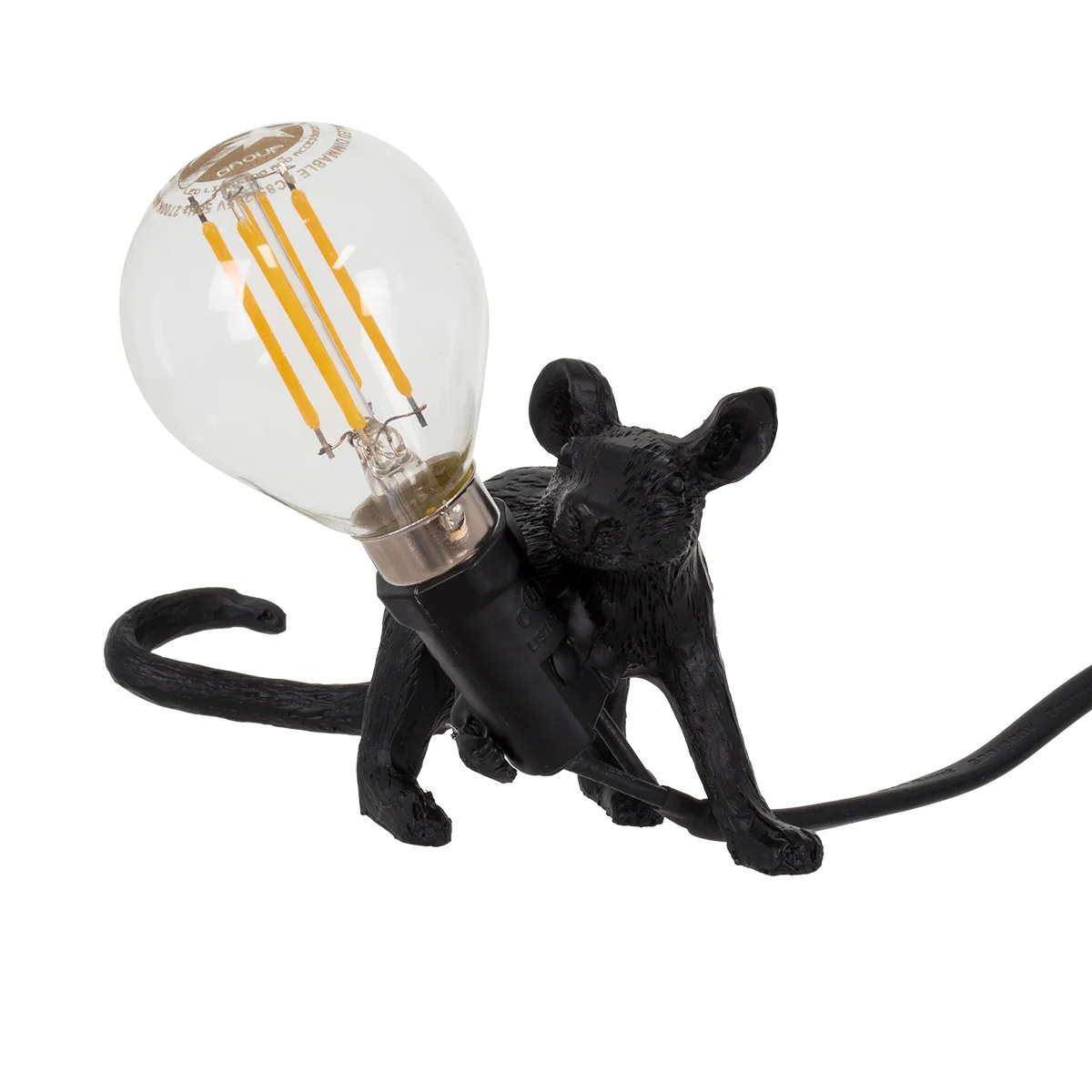 Φωτογραφία προϊόντος: GLOBOSTAR® MOUSE 00675 Vintage Επιτραπέζιο Φωτιστικό Πορτατίφ με Ντουί 1 x E12 AC 220-240V IP20 - Μαύρο - Μ13 x Π4 x Υ7cm