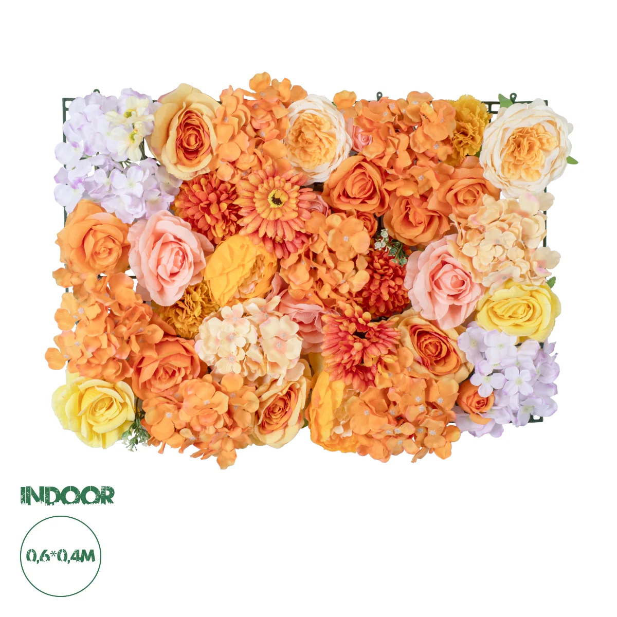 Φωτογραφία προϊόντος: GloboStar® Artificial Garden ROSES STORY 20354 Τεχνητό Διακοσμητικό Πάνελ Λουλουδιών - Κάθετος Κήπος σύνθεση Πορτοκαλί & Ροζ Τριαντάφυλλα Μ40 x Π60 x Υ12cm