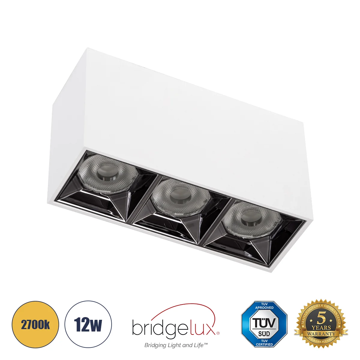 Φωτογραφία προϊόντος: GLOBOSTAR® LUMINAR 60327 Downlight Σποτ LED 12W 1620lm 36° AC 220-240V IP20 Θερμό Λευκό 2700K - Osram SMD Chip & TÜV SÜD Driver - Λευκό Ματ - Μ11.8 x Π4.2 x Υ6.6cm - 5 Χρόνια Εγγύη