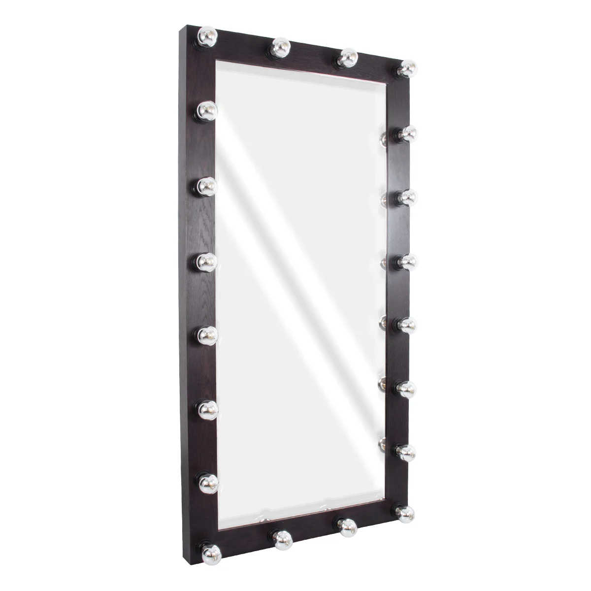 Φωτογραφία προϊόντος: GloboStar® MAKEUP MIRROR-160x80-2 Μοντέρνος Καθρέπτης Μακιγιάζ με Πλαίσιο Φυσικού Ξύλου με Διακόπτη On/Off 20 x E27 AC220-240V - Μ80 x Π7 x Υ160cm - Καφέ Wenge