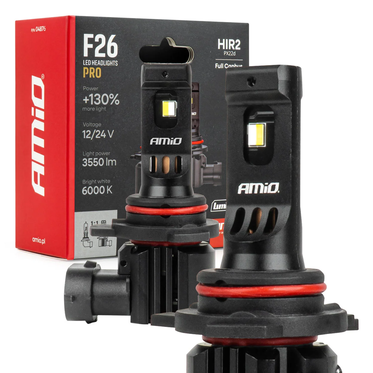 Φωτογραφία προϊόντος: Amio F26 Pro LumiTec Limited HIR2 (9012) Σετ Λαμπες LED 12V-24V 68W 6000K 3550LM Full Canbus (Ζεύγος) - 04876