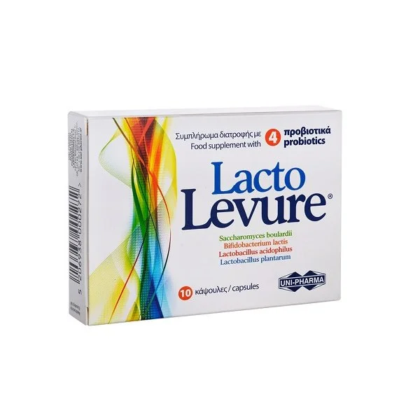 Φωτογραφία προϊόντος: Uni-Pharma Lacto Levure 10 κάψουλες με 4 προβιοτικα