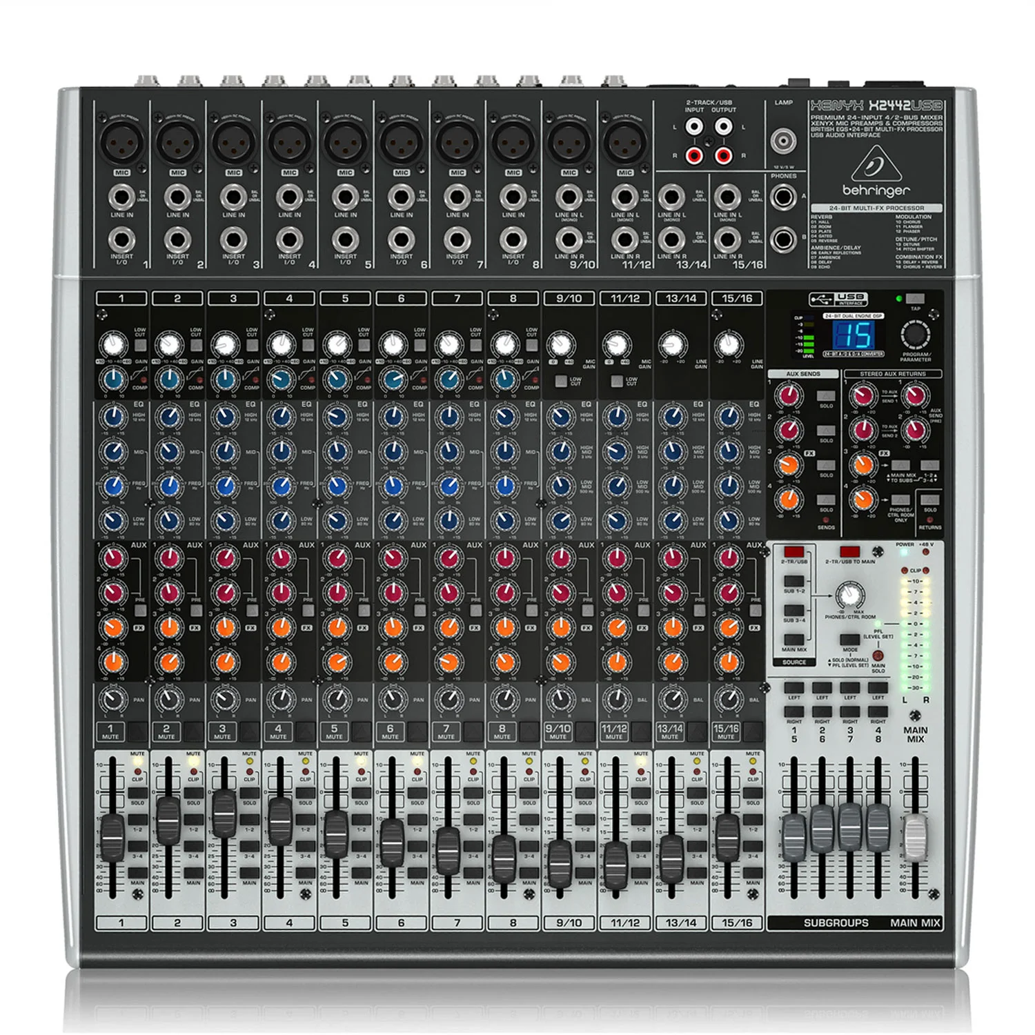 Φωτογραφία προϊόντος: Behringer XENYX X2442USB - Κονσόλα μίξης ήχου 24 εισόδων με Multi-FX και USB