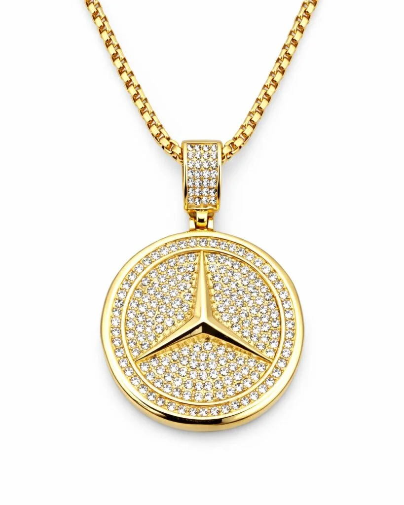 Φωτογραφία προϊόντος: Ghetto Jewelry Benz Stainless Steel 18k Gold Pendant Hip Hop
