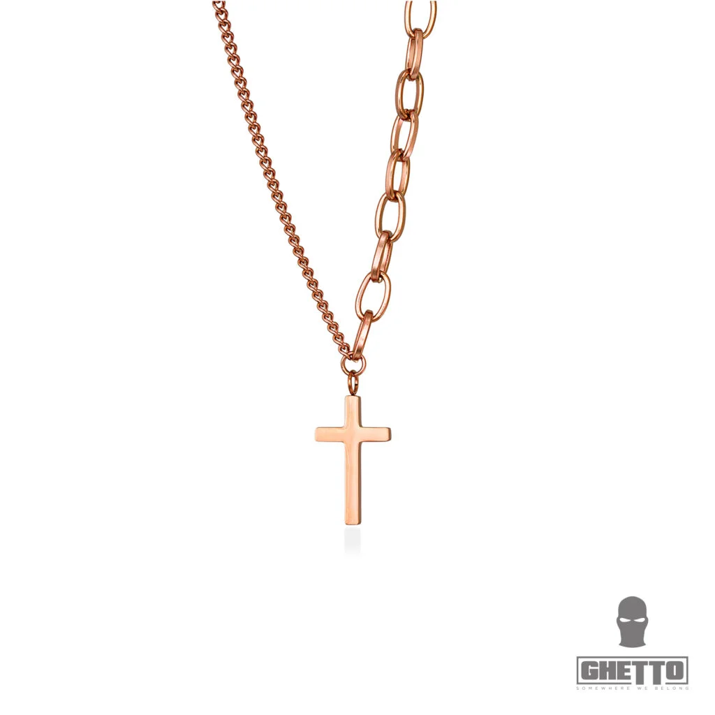 Φωτογραφία προϊόντος: Ghetto Simple Cross Charm Necklace Stainless Steel Rose Gold