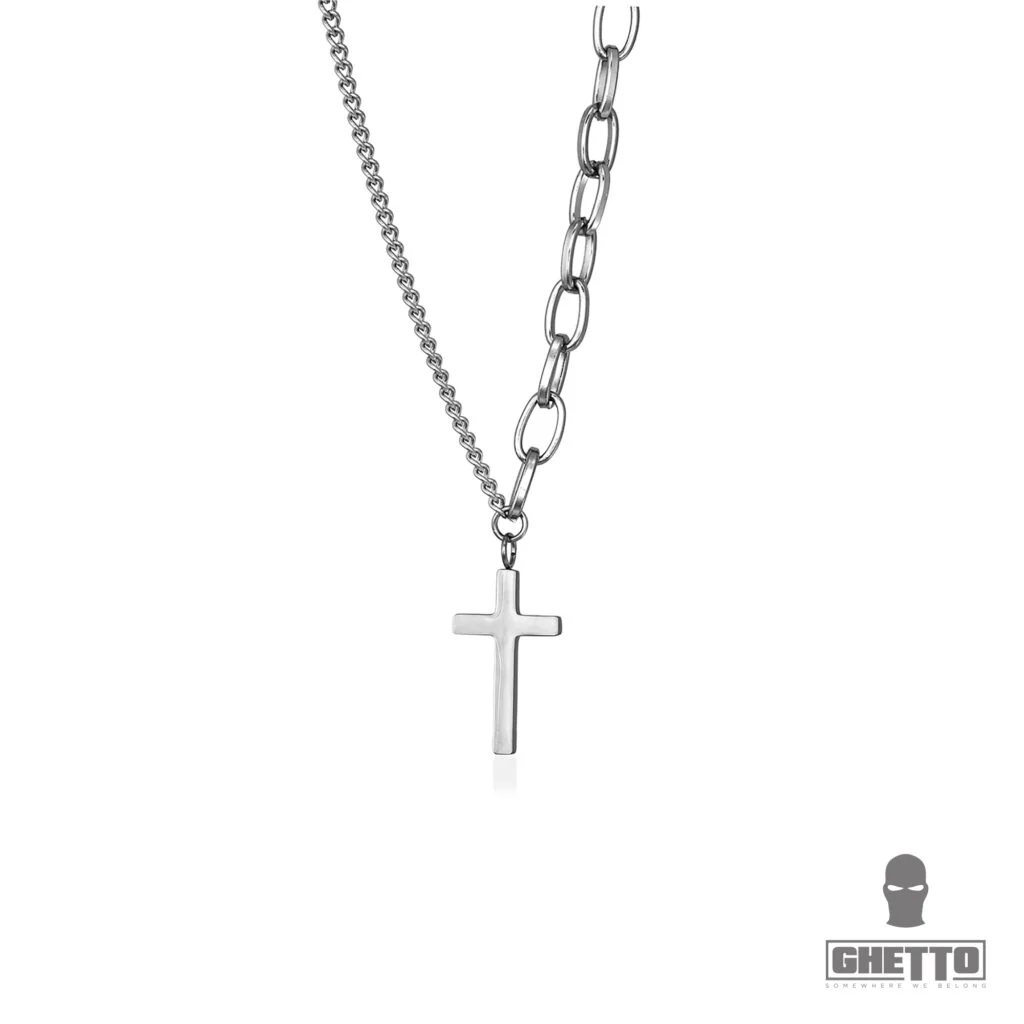 Φωτογραφία προϊόντος: Ghetto Simple Cross Charm Necklace Stainless Steel Silver