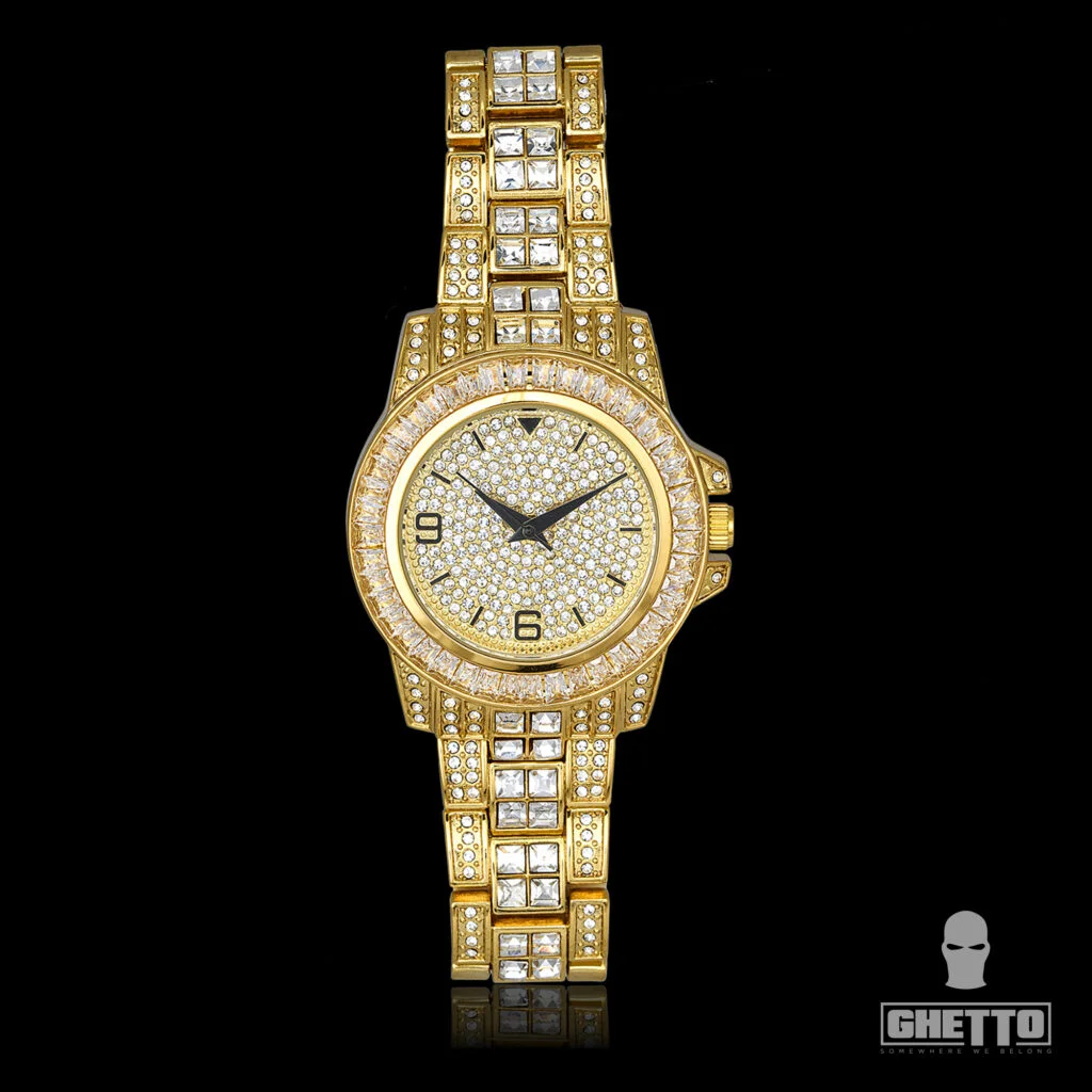 Φωτογραφία προϊόντος: Ghetto Iced Out Full Yellow Gold Wrist Watch