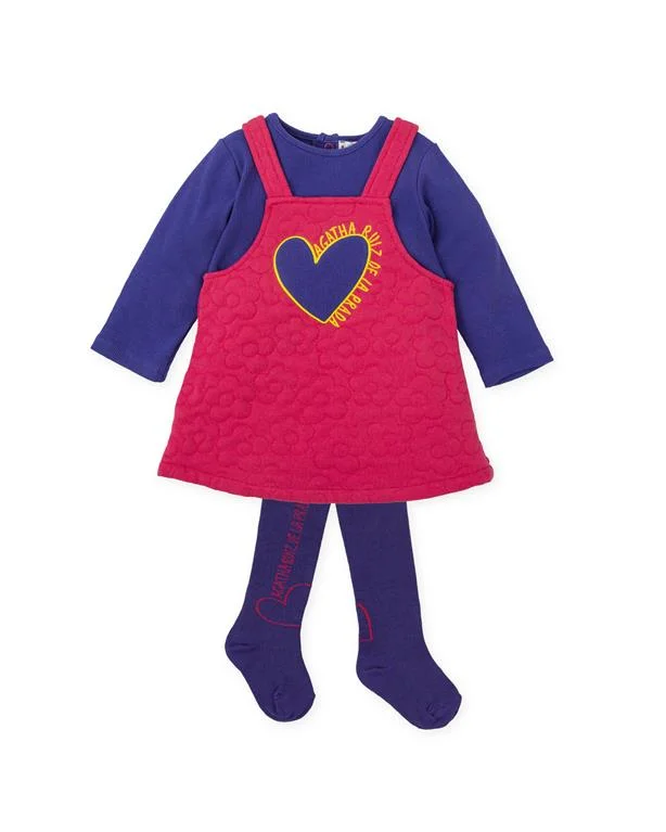 Φωτογραφία προϊόντος: Agatha Ruiz De La Prada παιδικό φόρεμα σαλοπέτα 2 τμχ για κορίτσι μαζί με καλσόν σε φουξ χρώμα