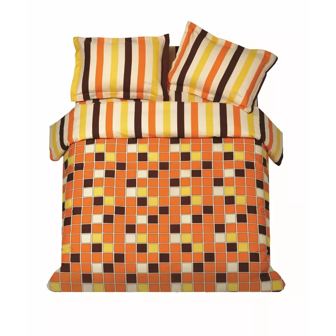 Φωτογραφία προϊόντος: Makis Tselios ΠΑΠΛ/ΘΗΚΗ ΣΕΤ Υ/Δ SQUARES ORANGE 220x240cm 2*50x70cm 100%COTTON - -