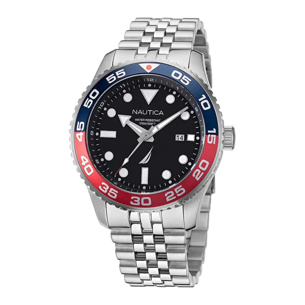 Φωτογραφία προϊόντος: Nautica Pacific Beach Date 43, Men's Watch, Silver Stainless Steel Bracelet NAPPBF139