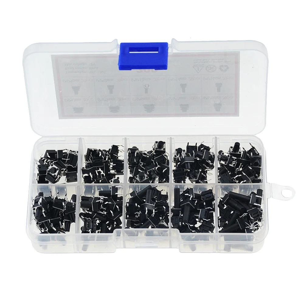 Φωτογραφία προϊόντος: Tact Switch Assortment Kit 6x6mm 4pins - 200pcs