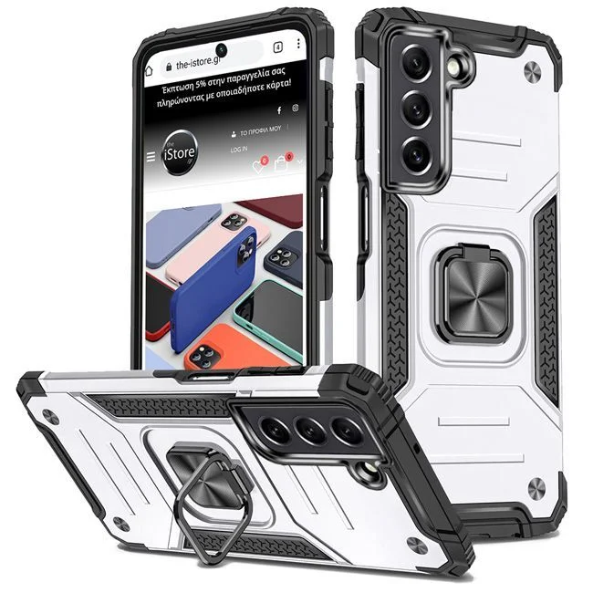 Φωτογραφία προϊόντος: Armor Ringstand Case Silver Samsung Galaxy S21 FE 5G