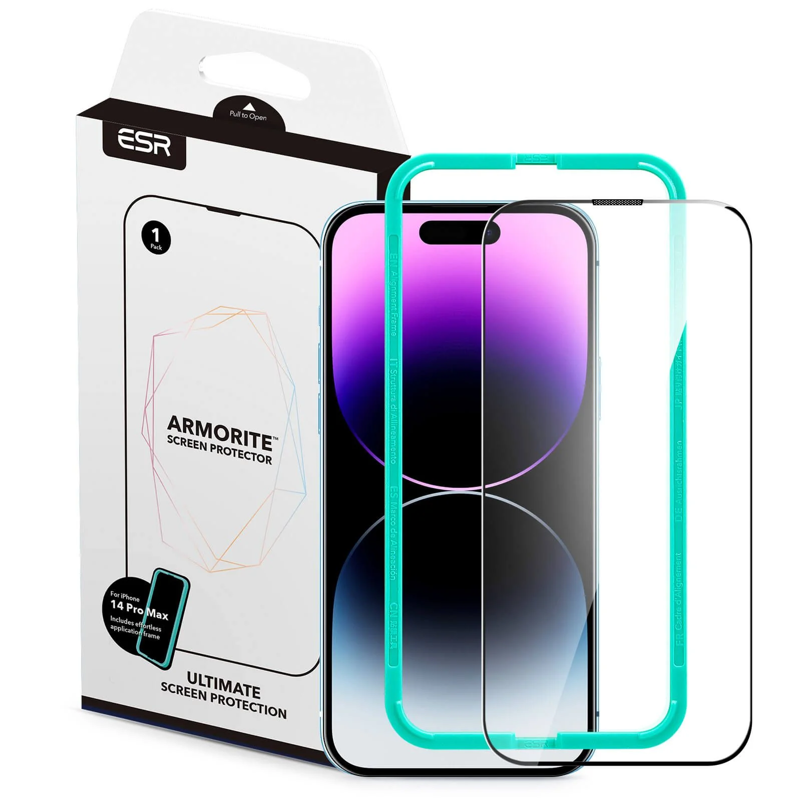 Φωτογραφία προϊόντος: ESR Armorite™ Ultra-Tough Tempered Glass iPhone 14 Pro Max (1-Pack With Easy Installation Frame)