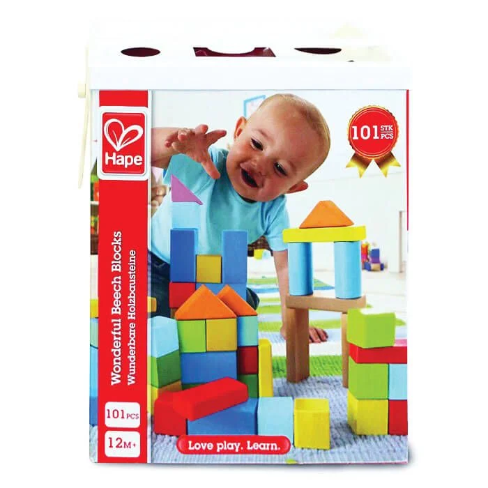 Φωτογραφία προϊόντος: Hape Wooden Blocks (E8247) - Πολύχρωμα Τουβλάκια Σε Κουτί Αποθήκευσης - 101Τεμ.