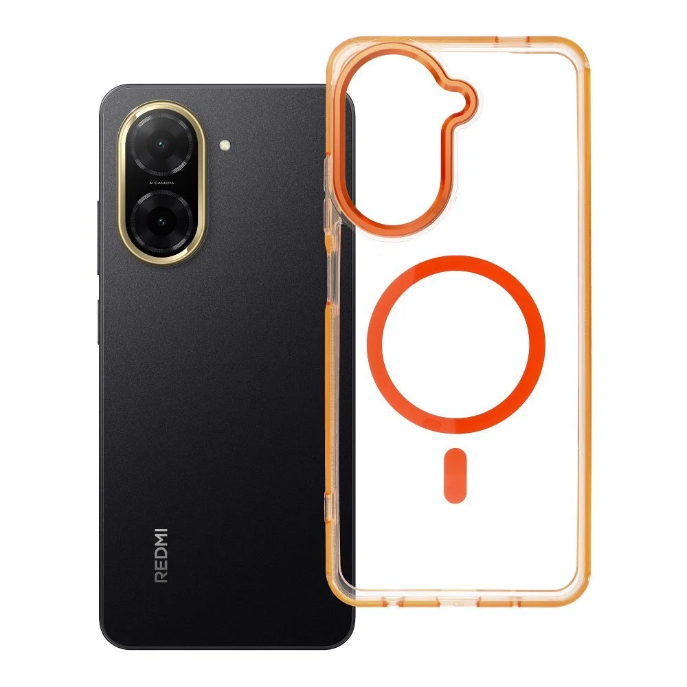 Φωτογραφία προϊόντος: . Case FRAME CLEAR HYBRID MAG COVER compatible with MagSafe for XIAOMI Redmi A5 hermes orange