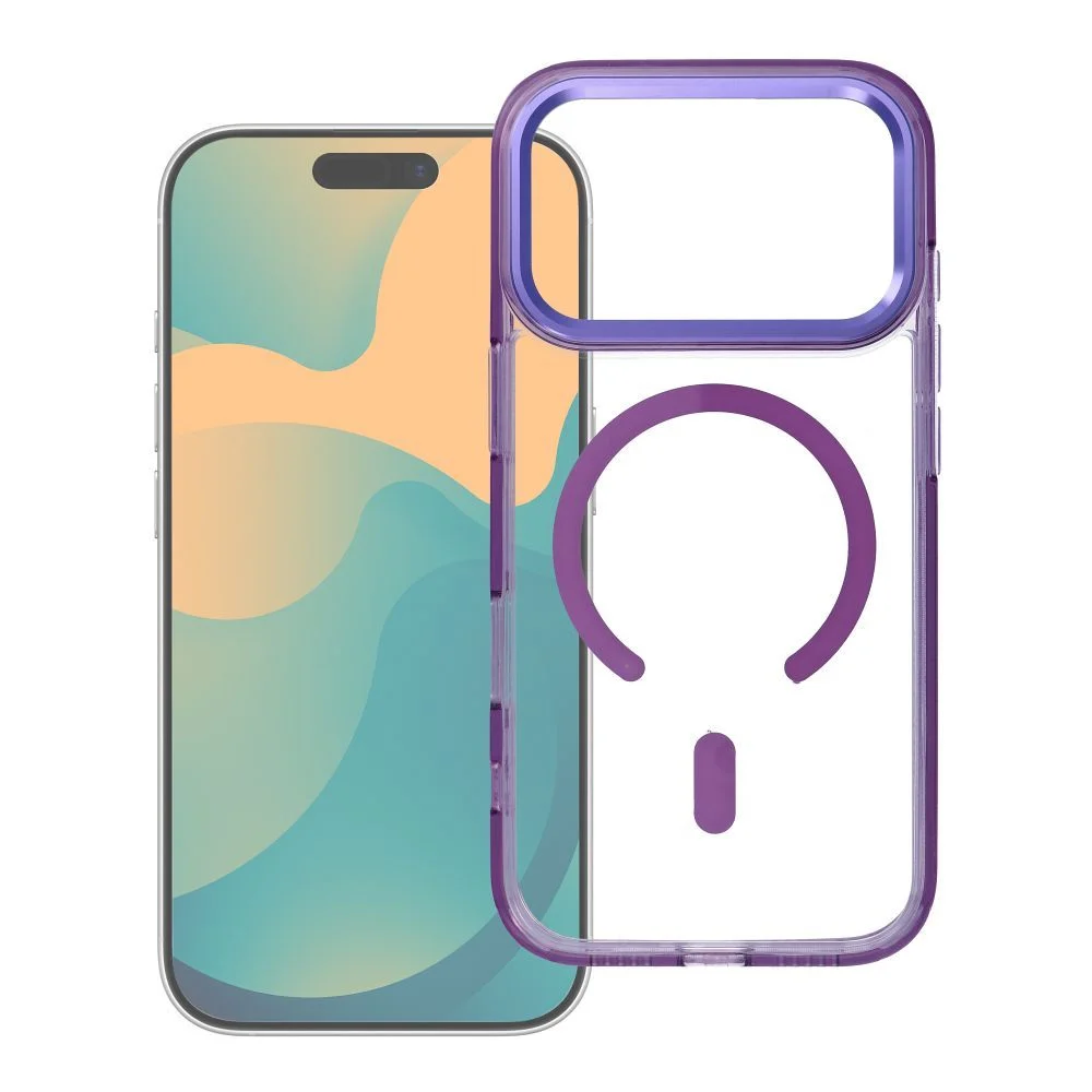 Φωτογραφία προϊόντος: . Case FRAME CLEAR HYBRID MAG COVER compatible with MagSafe for IPHONE 17 Air purple