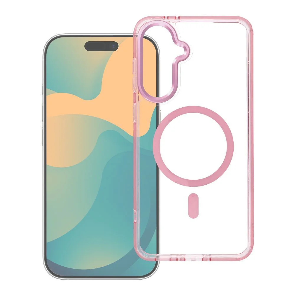 Φωτογραφία προϊόντος: . Case FRAME CLEAR HYBRID MAG COVER compatible with MagSafe for SAMSUNG S26 Ultra powder pink