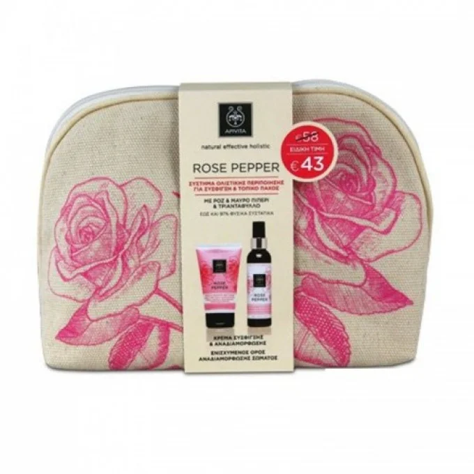 Φωτογραφία προϊόντος: Apivita Gift Set Rose Pepper με Κρέμα Σύσφιξης Σώματος 150ml και Ενισχυμένος Ορός Αναδιαμόρφωσης κατά της Κυτταρίτιδας 150ml Σύστημα Ολιστικής Περιποίησης για Σύσφιξη και Τοπικό Πά